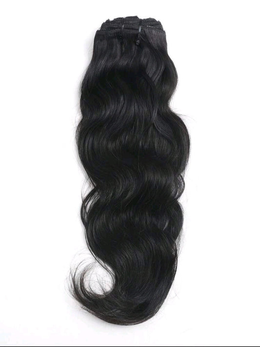 Black wave human hair clip-in