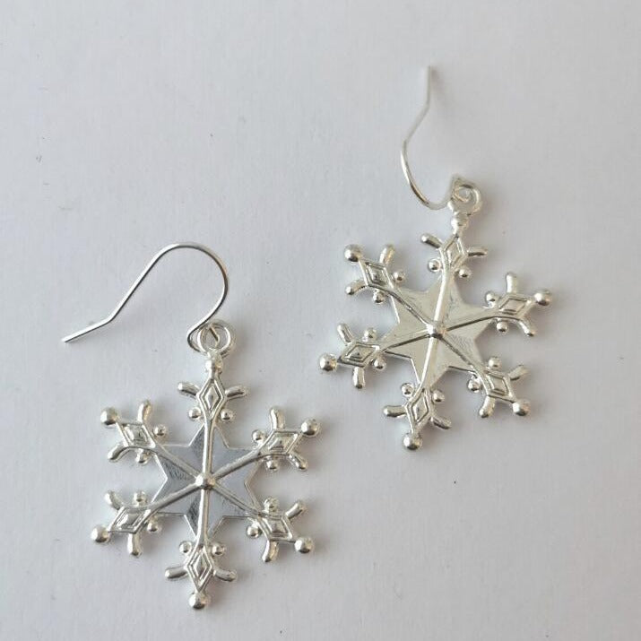 Boucles d'oreilles flocons de neige plaquées argent