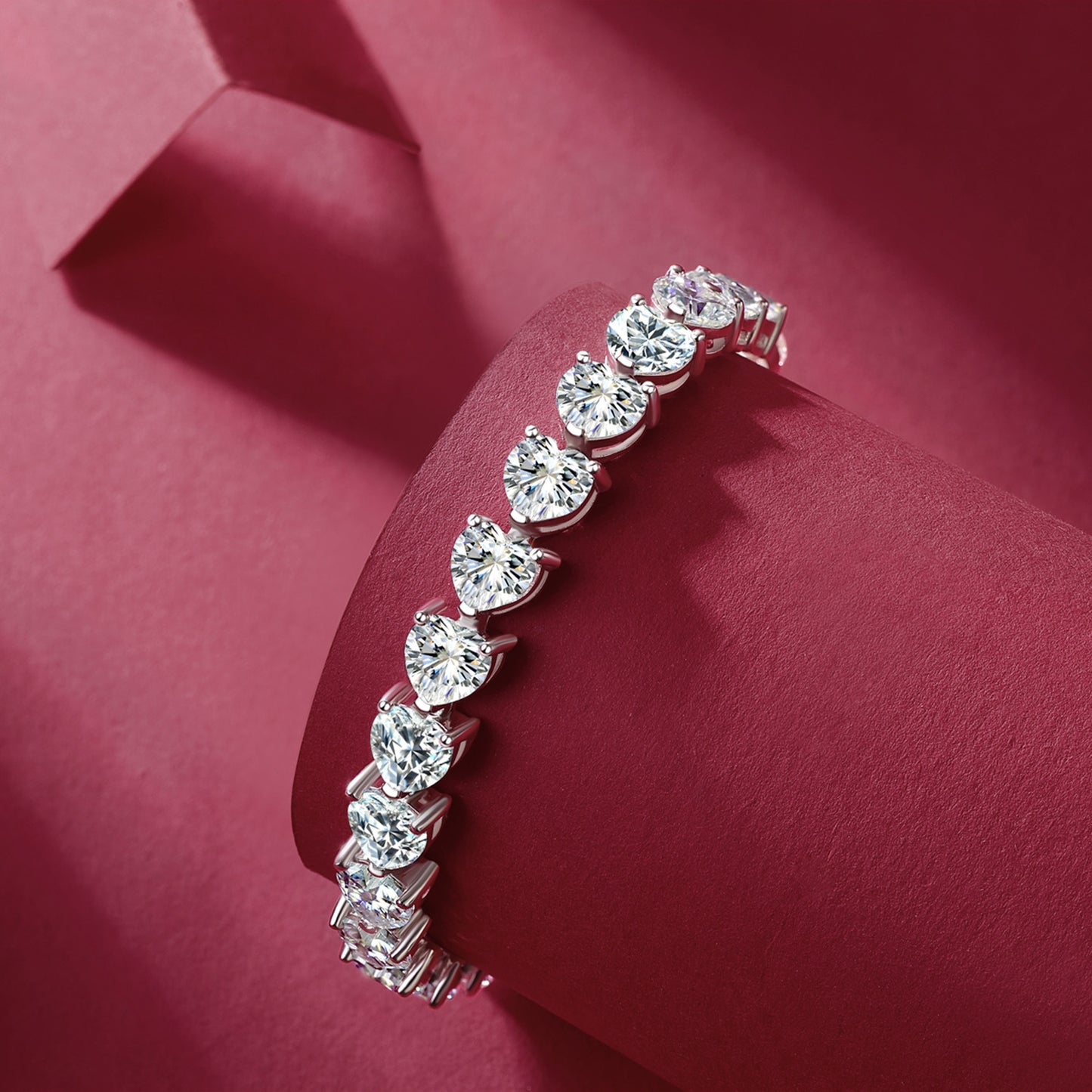 Bracelet cœur en argent sterling 925 avec moissanite 24 carats