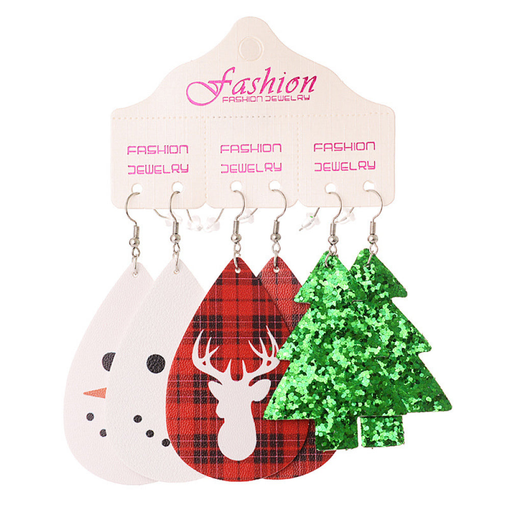 Ensemble de boucles d'oreilles de Noël en PU