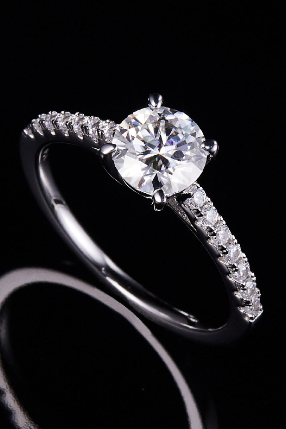 Bague en argent sterling 925 avec pierre latérale en moissanite de 1 carat