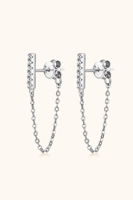 Boucles d'oreilles connectées en argent sterling 925 et moissanite