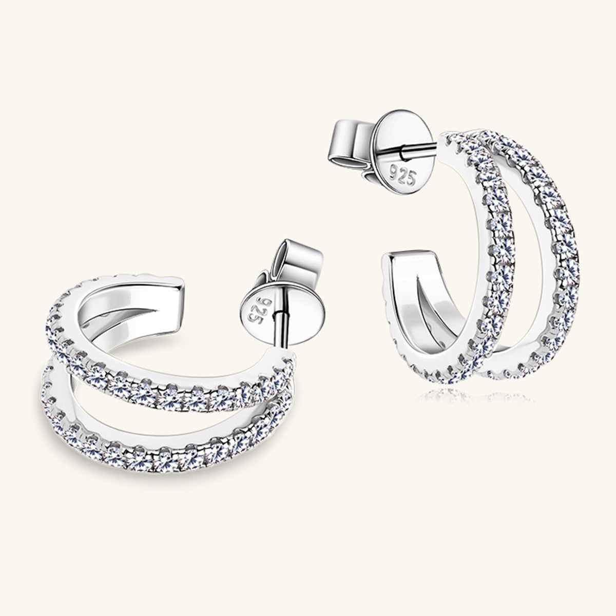 Boucles d'oreilles créoles en argent sterling 925 avec moissanite