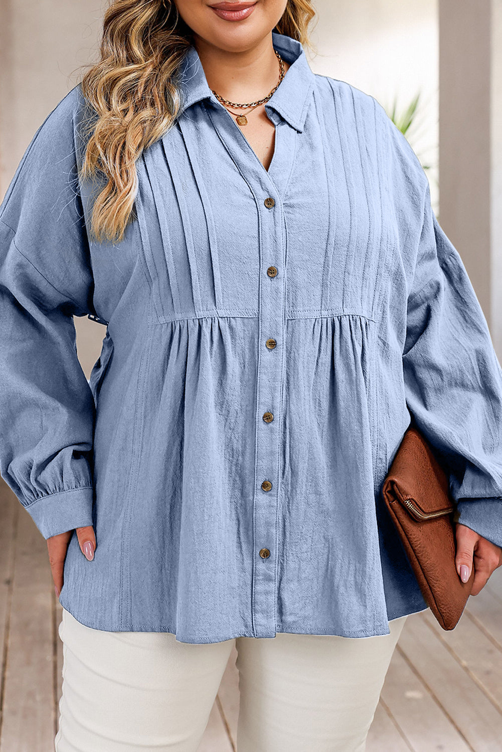 Chemise boutonnée à épaules tombantes grande taille