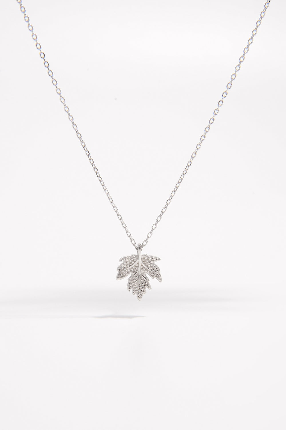 Collier en argent sterling 925 avec feuille d'érable et zircon