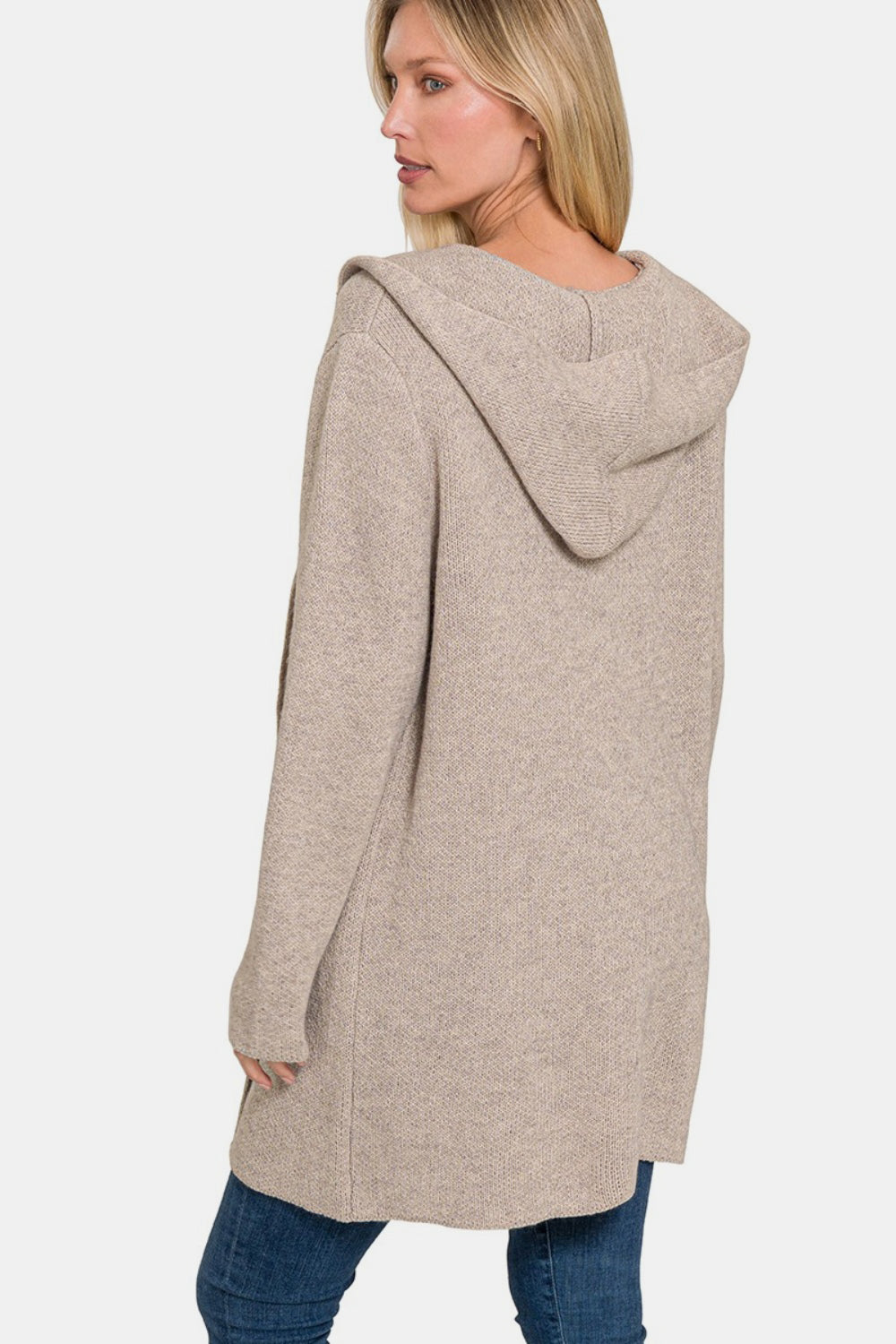 Cardigan ouvert à capuche Zenana