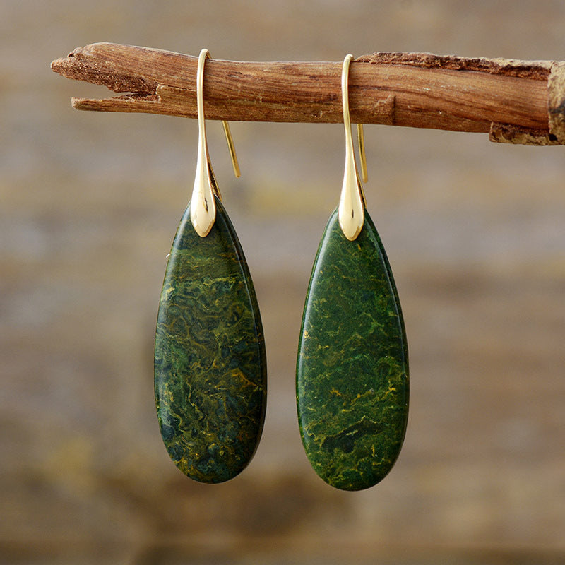 Boucles d'oreilles en pierre naturelle en forme de goutte d'eau