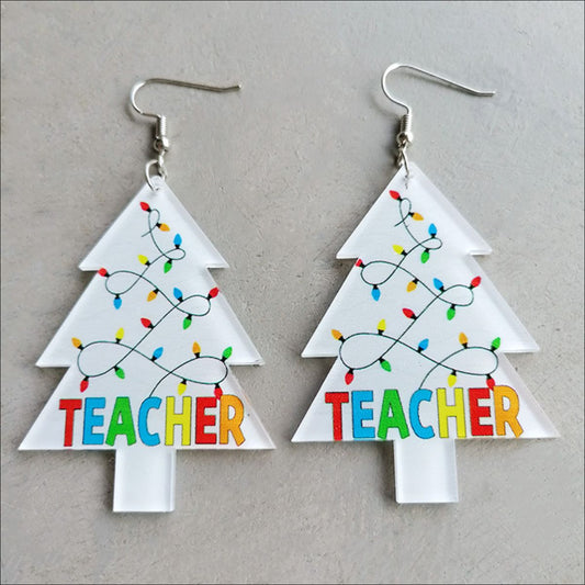 Boucles d'oreilles pendantes en acrylique sur le thème de Noël