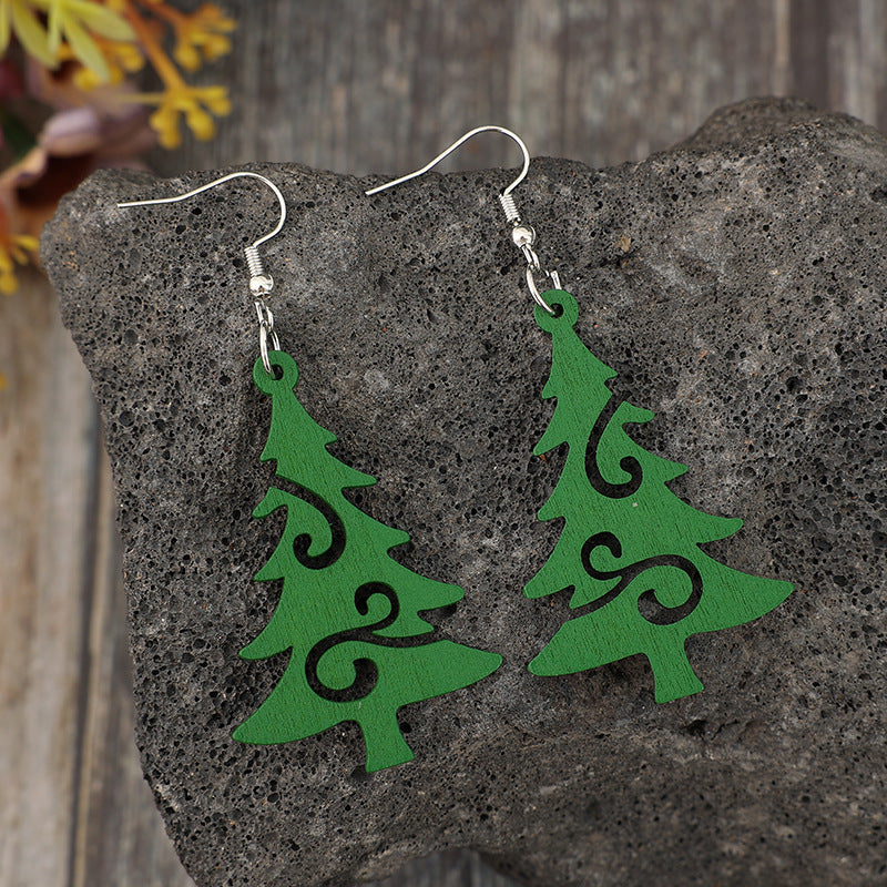 Boucles d'oreilles en bois pour sapin de Noël