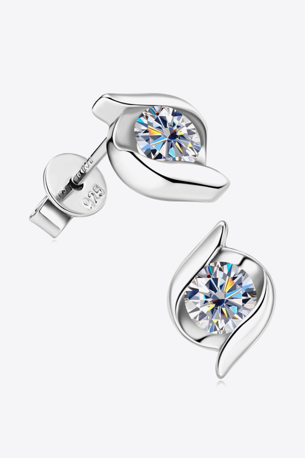 Boucles d'oreilles à tige en argent sterling 925 avec moissanite de 1 carat