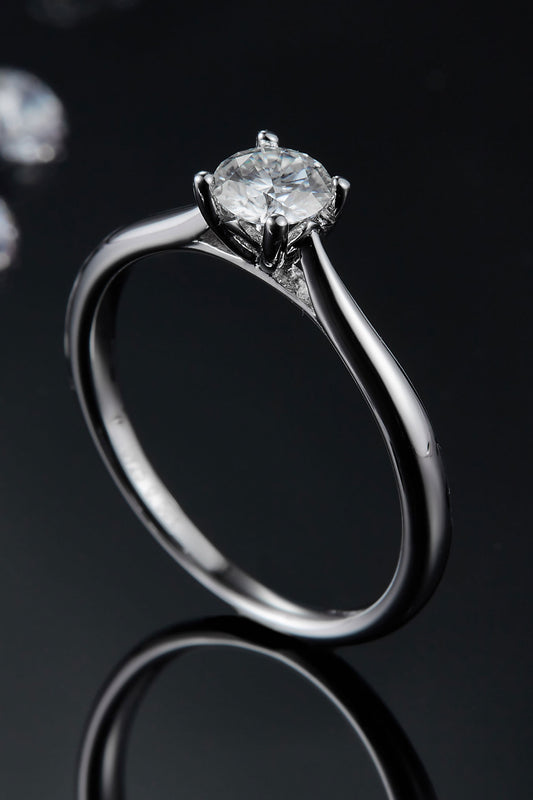 Bague solitaire en argent sterling 925 avec moissanite