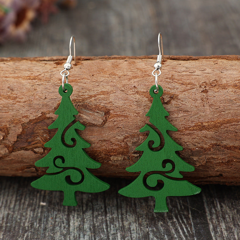 Boucles d'oreilles en bois pour sapin de Noël