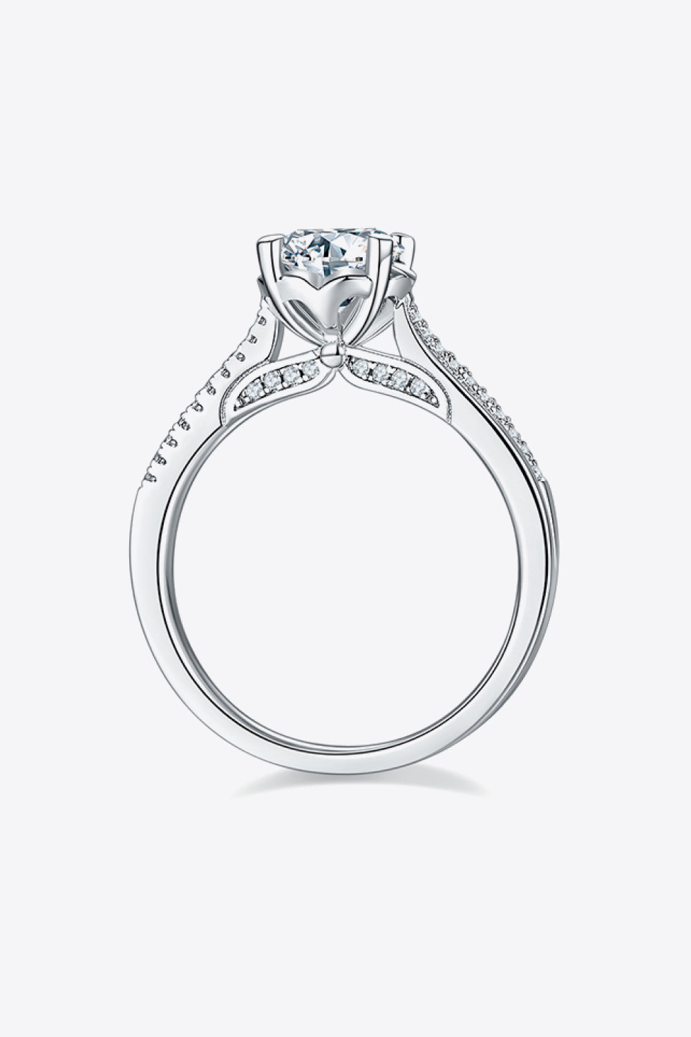 Bague en argent sterling 925 avec pierre latérale en moissanite de 1 carat adorée