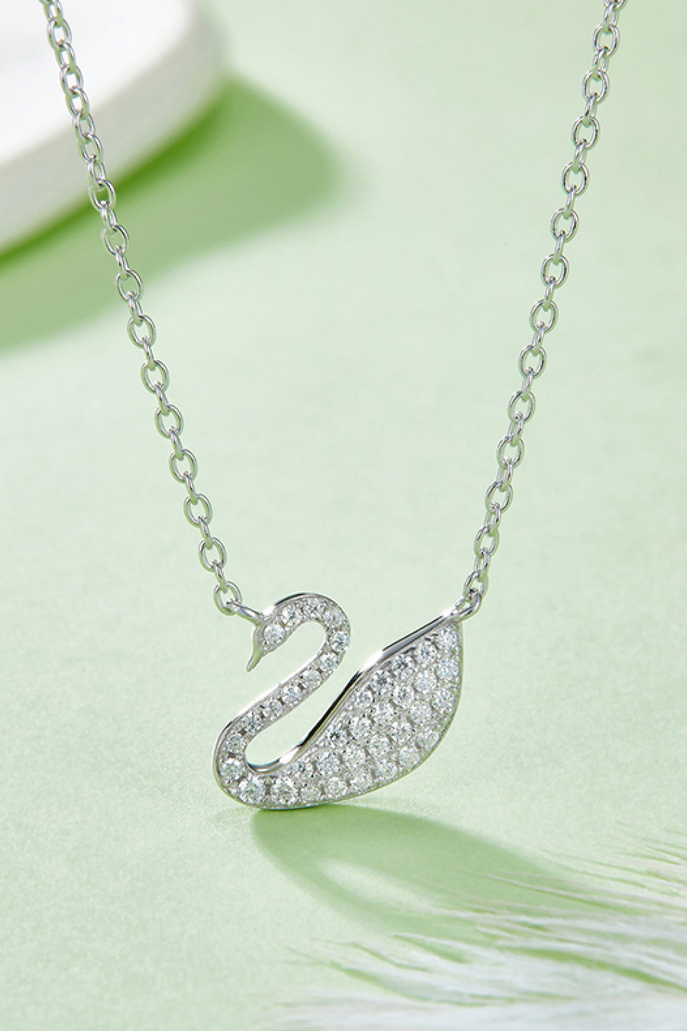 Collier en argent sterling 925 avec cygne et moissanite