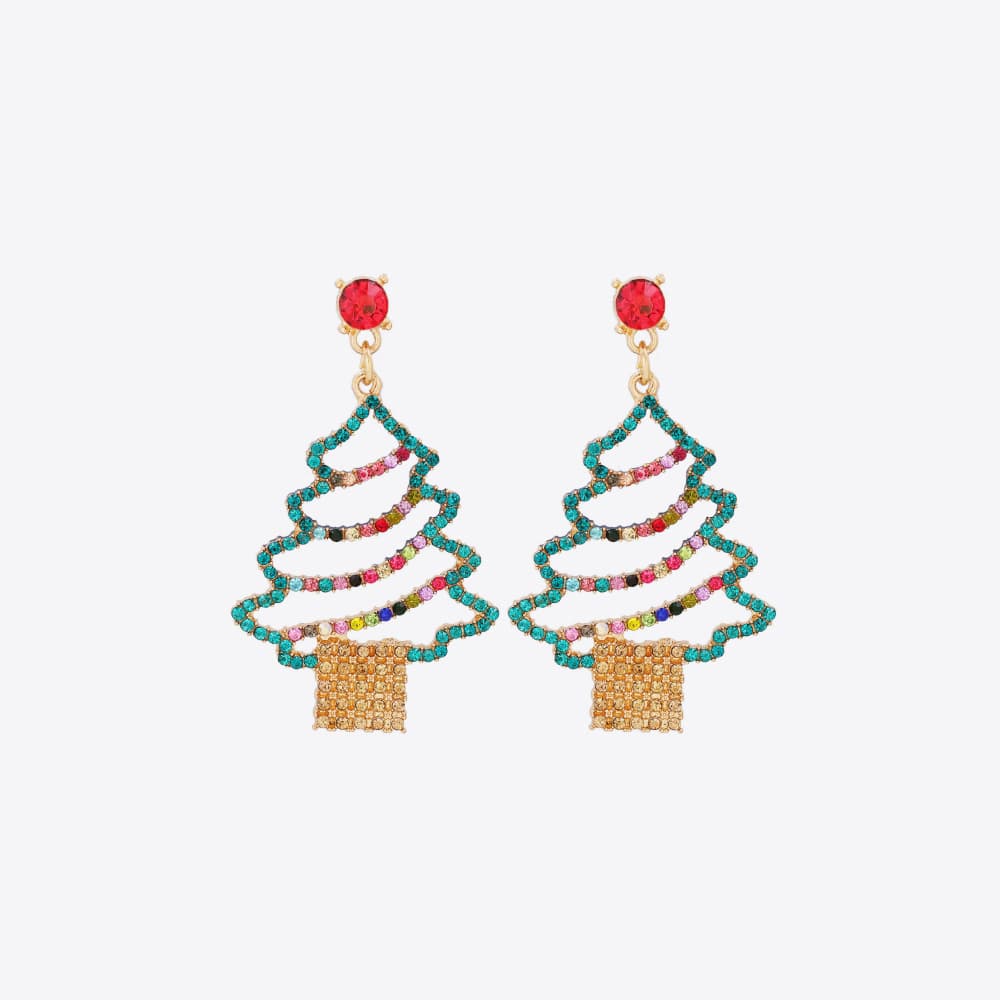 Boucles d'oreilles sapin de Noël en alliage strass