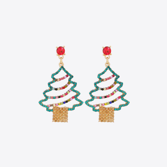 Boucles d'oreilles sapin de Noël en alliage strass