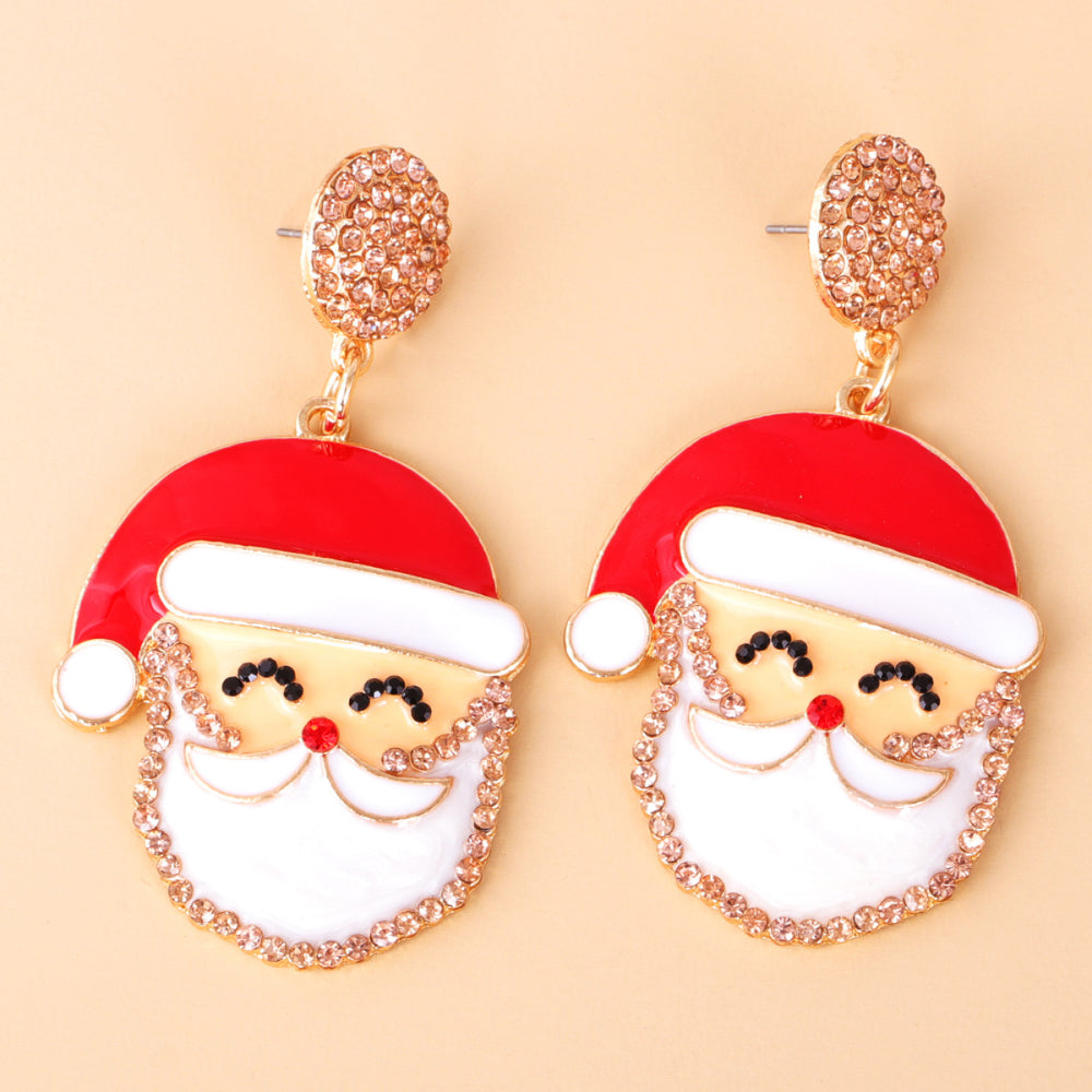 Boucles d'oreilles Père Noël en alliage strass