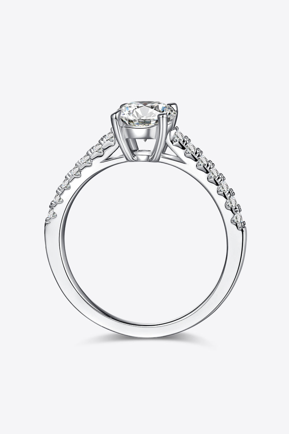 Bague en argent sterling 925 avec pierre latérale en moissanite de 1 carat