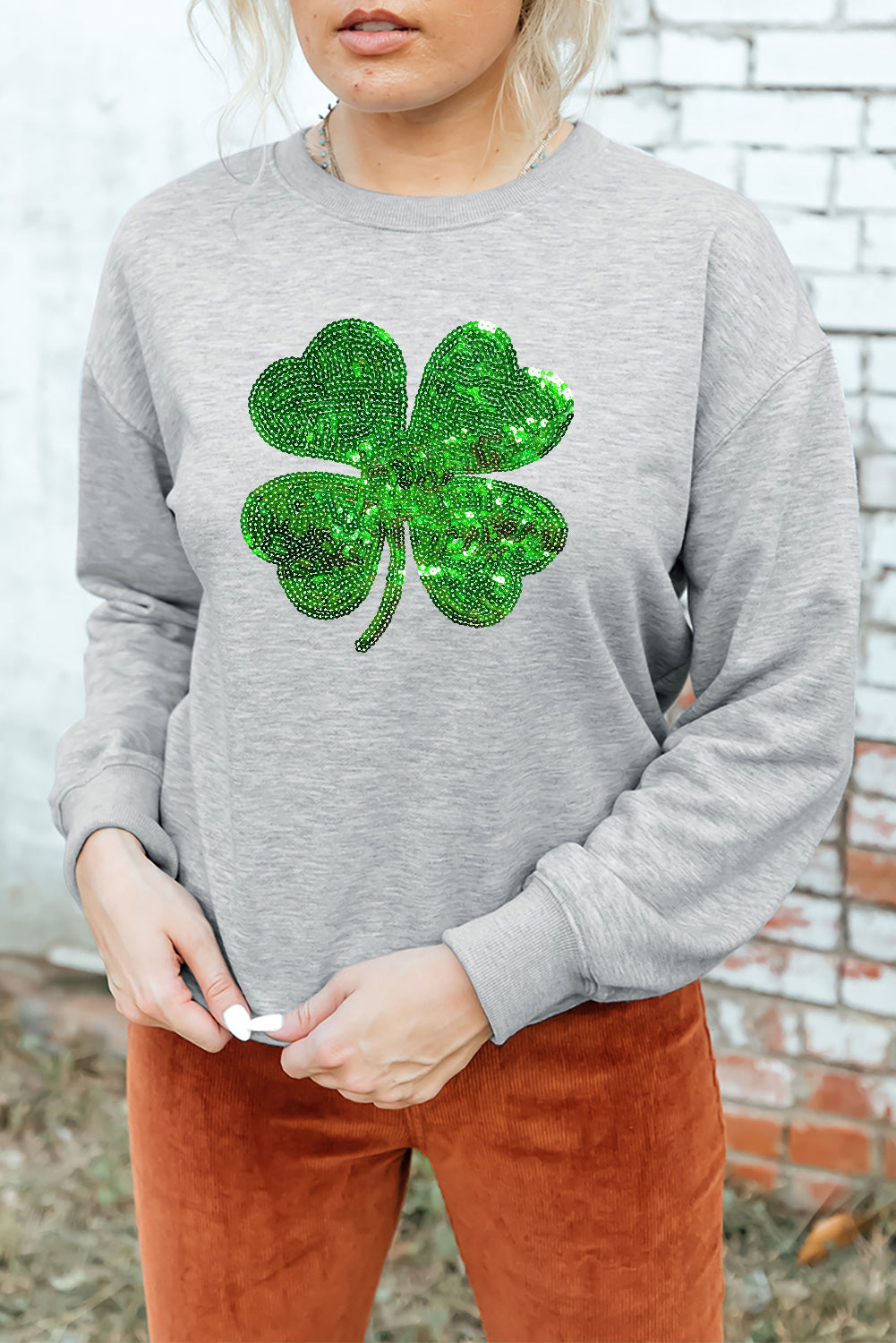 Sweat-shirt à col rond à sequins Lucky Clover