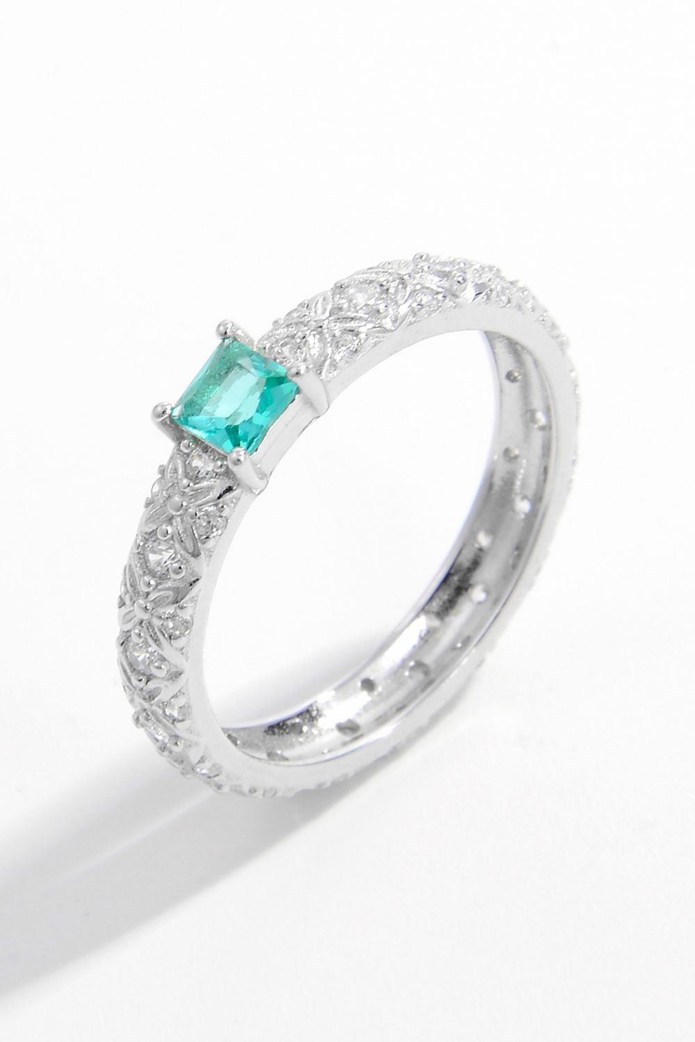 Bague en argent sterling 925 avec zircon carré