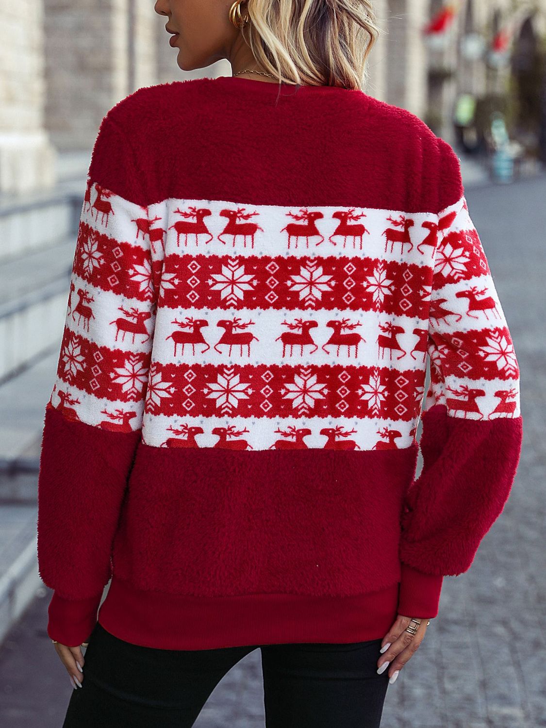 Sweat-shirt à manches longues et col rond avec éléments de Noël