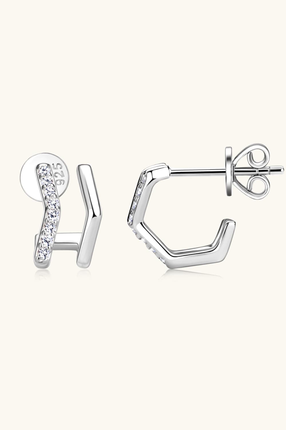 Boucles d'oreilles doubles en argent sterling 925 avec moissanite