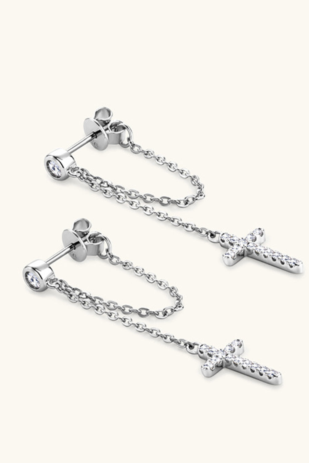 Boucles d'oreilles croix en argent sterling 925 et moissanite