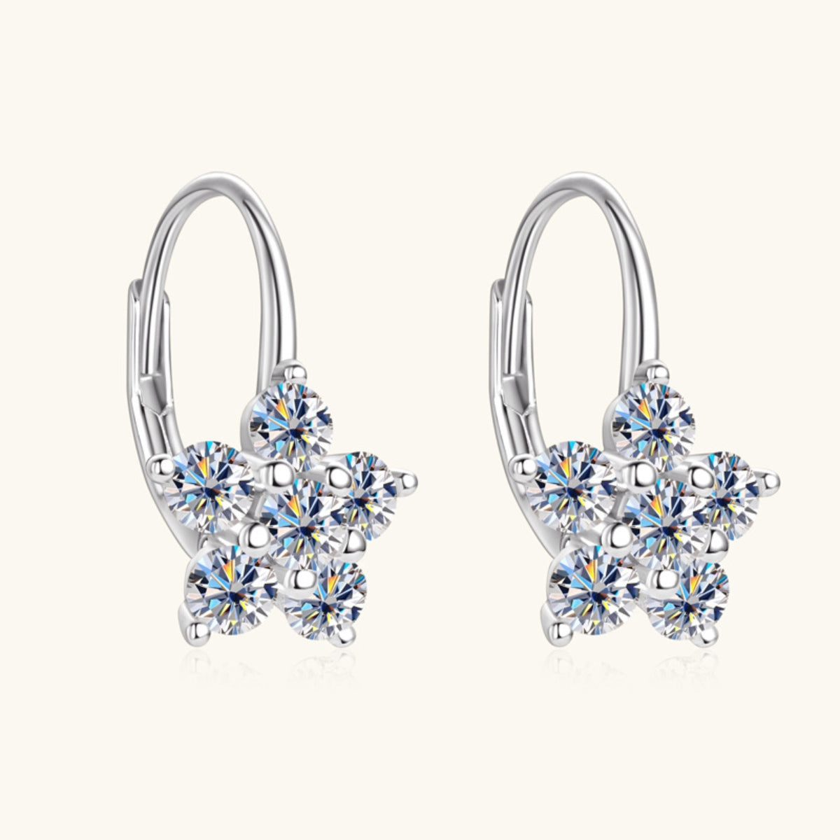 Boucles d'oreilles créoles en argent sterling 925 avec moissanite et fleur de 1,2 carat