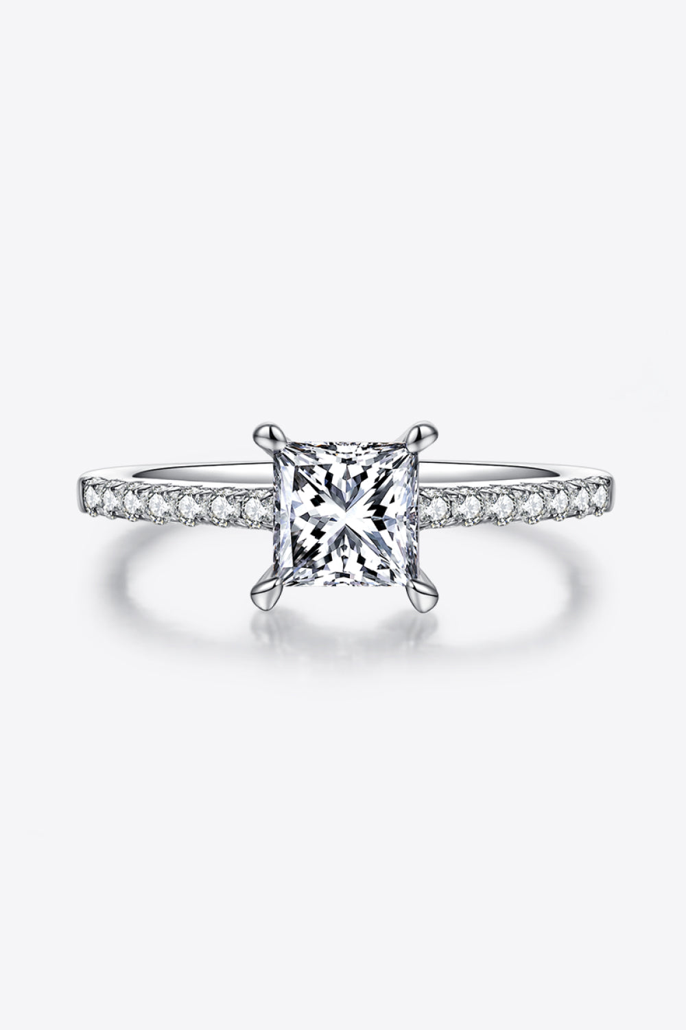 Bague en argent sterling 925 avec pierre latérale en moissanite de 1,21 carat