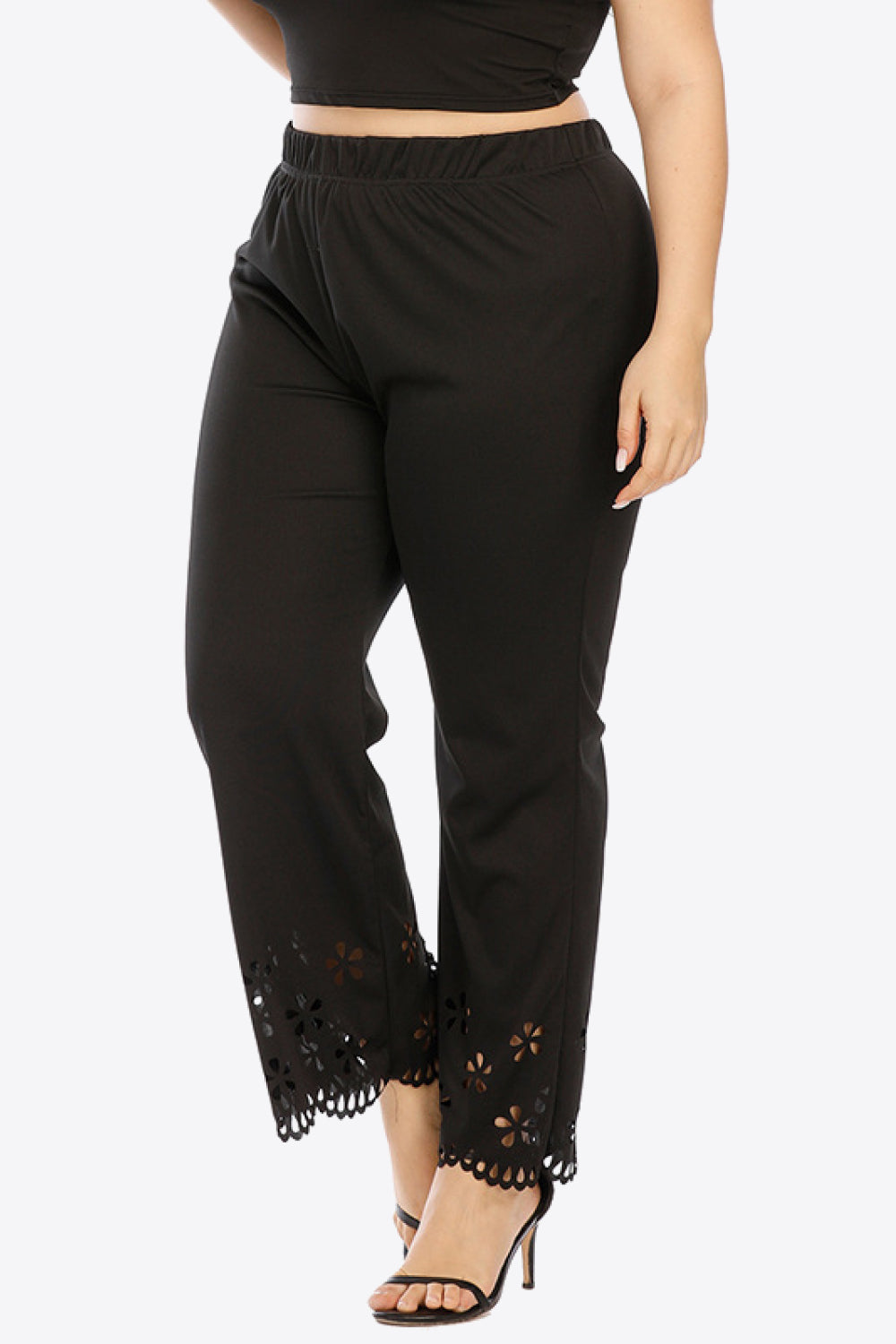 Pantalon taille élastique ajouré grande taille