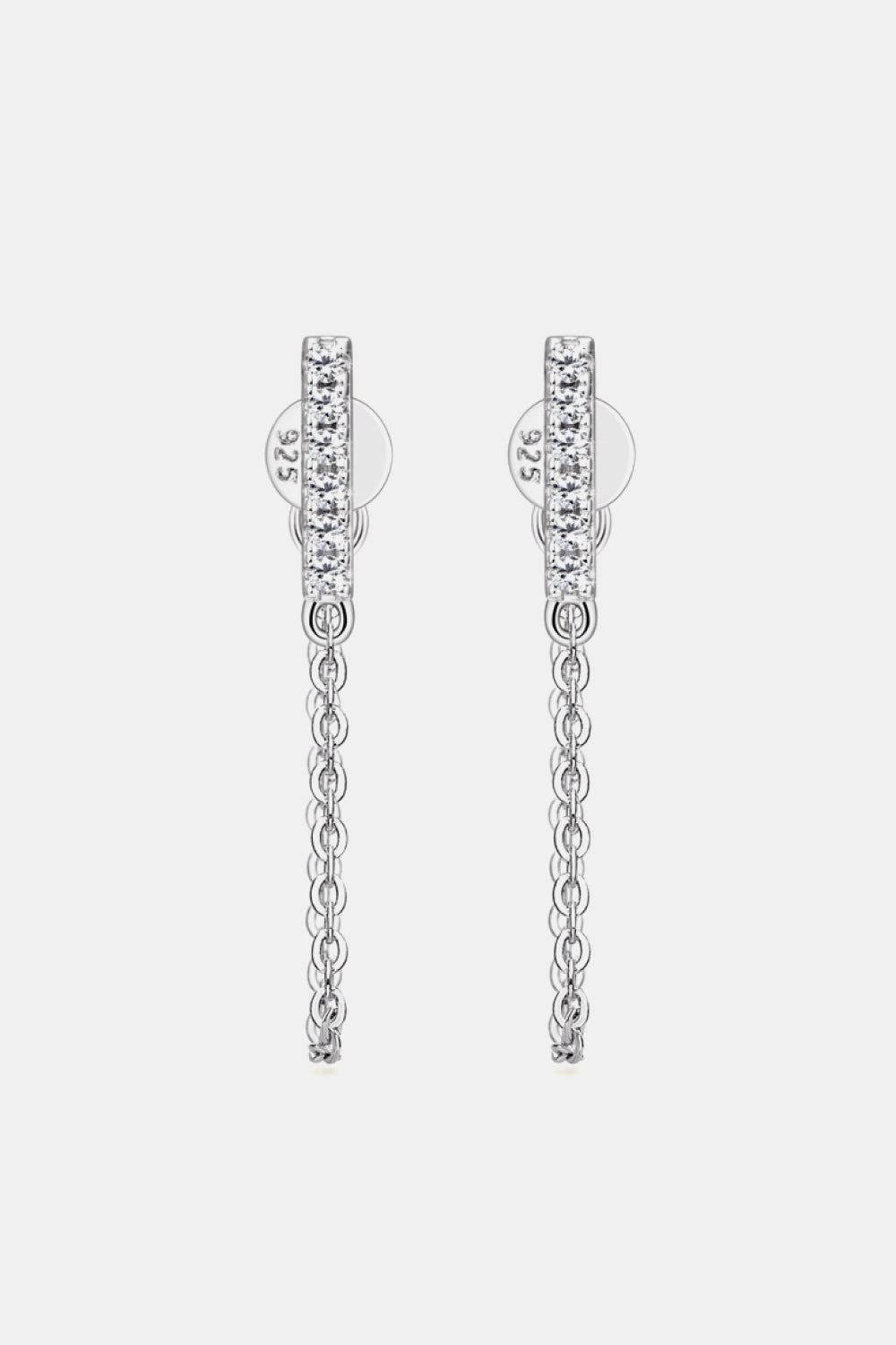 Boucles d'oreilles connectées en argent sterling 925 et moissanite