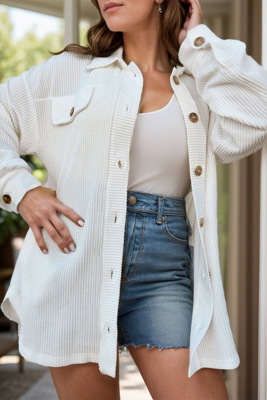 Veste boutonnée à manches longues grande taille