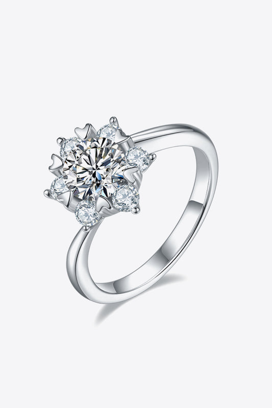 Bague en argent sterling 925 avec moissanite de 1 carat adorée