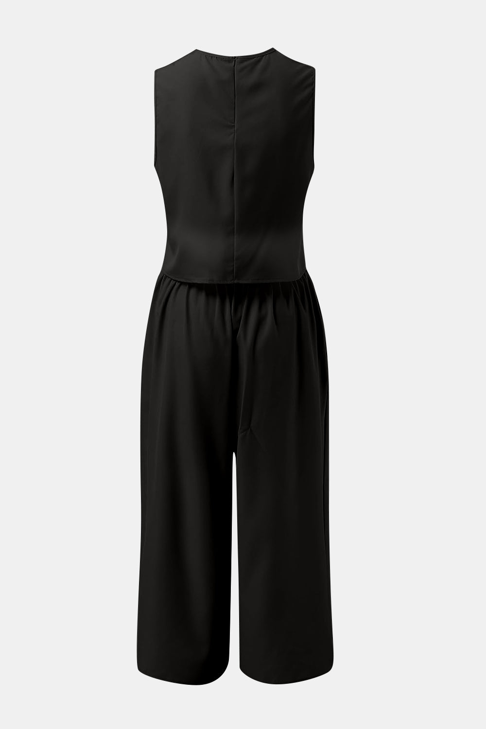 Round Neck Top and Wide Leg Pants Set