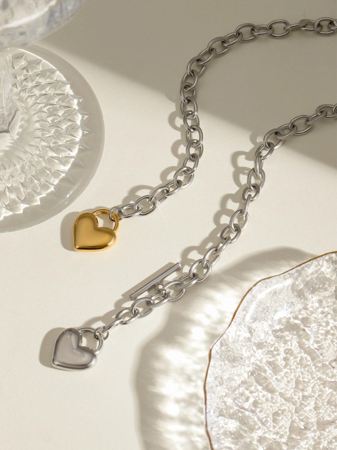 Collier chaîne coeur en acier inoxydable