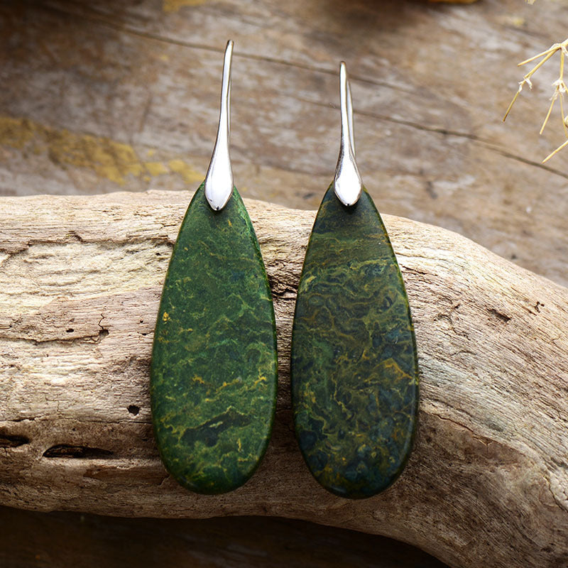 Boucles d'oreilles en pierre naturelle en forme de goutte d'eau