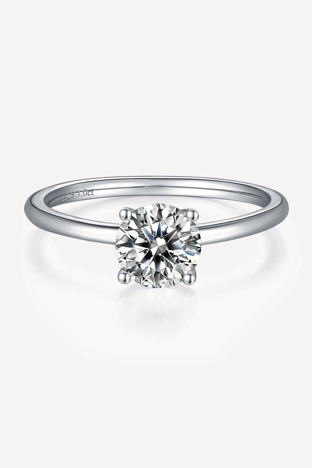 Bague solitaire en argent sterling 925 avec moissanite de 1 carat