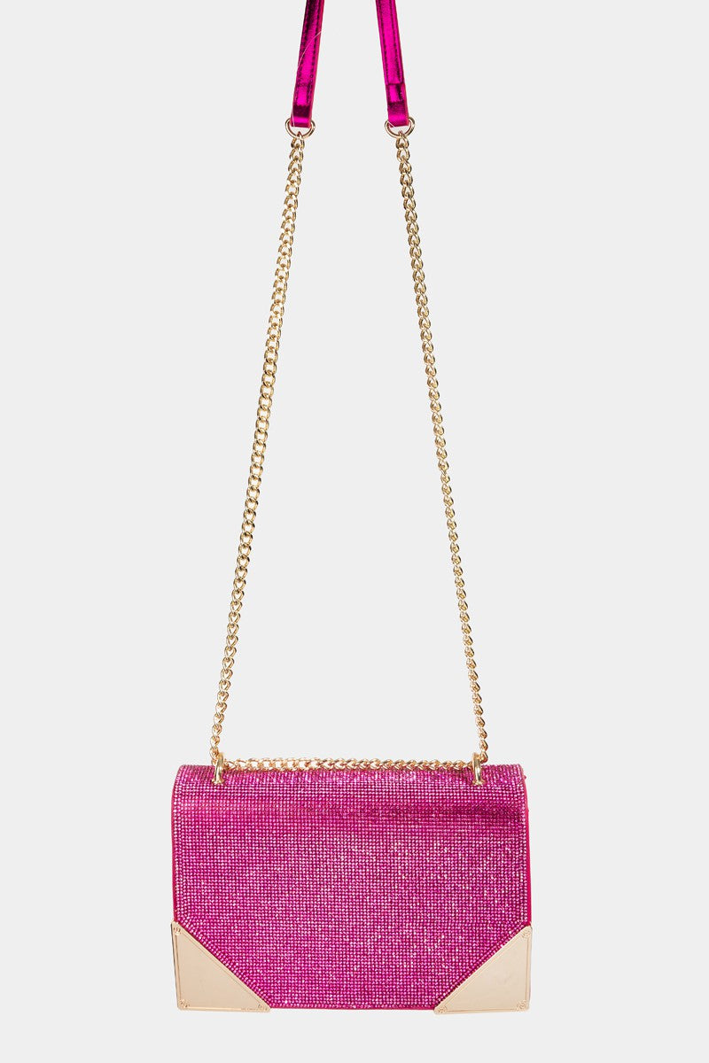 Sac à bandoulière rectangulaire avec strass Fame