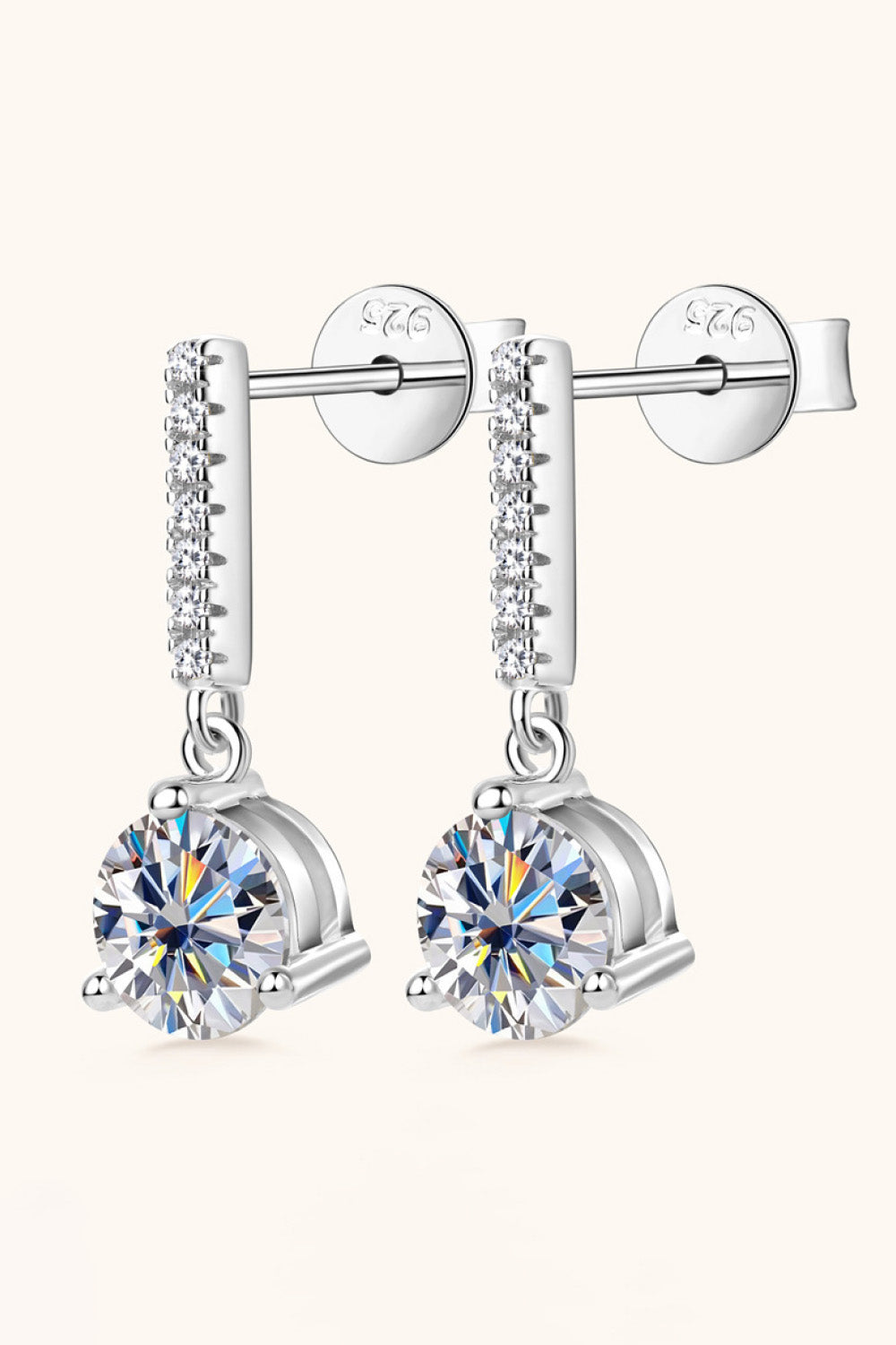 Boucles d'oreilles pendantes en argent sterling 925 avec moissanite de 2 carats