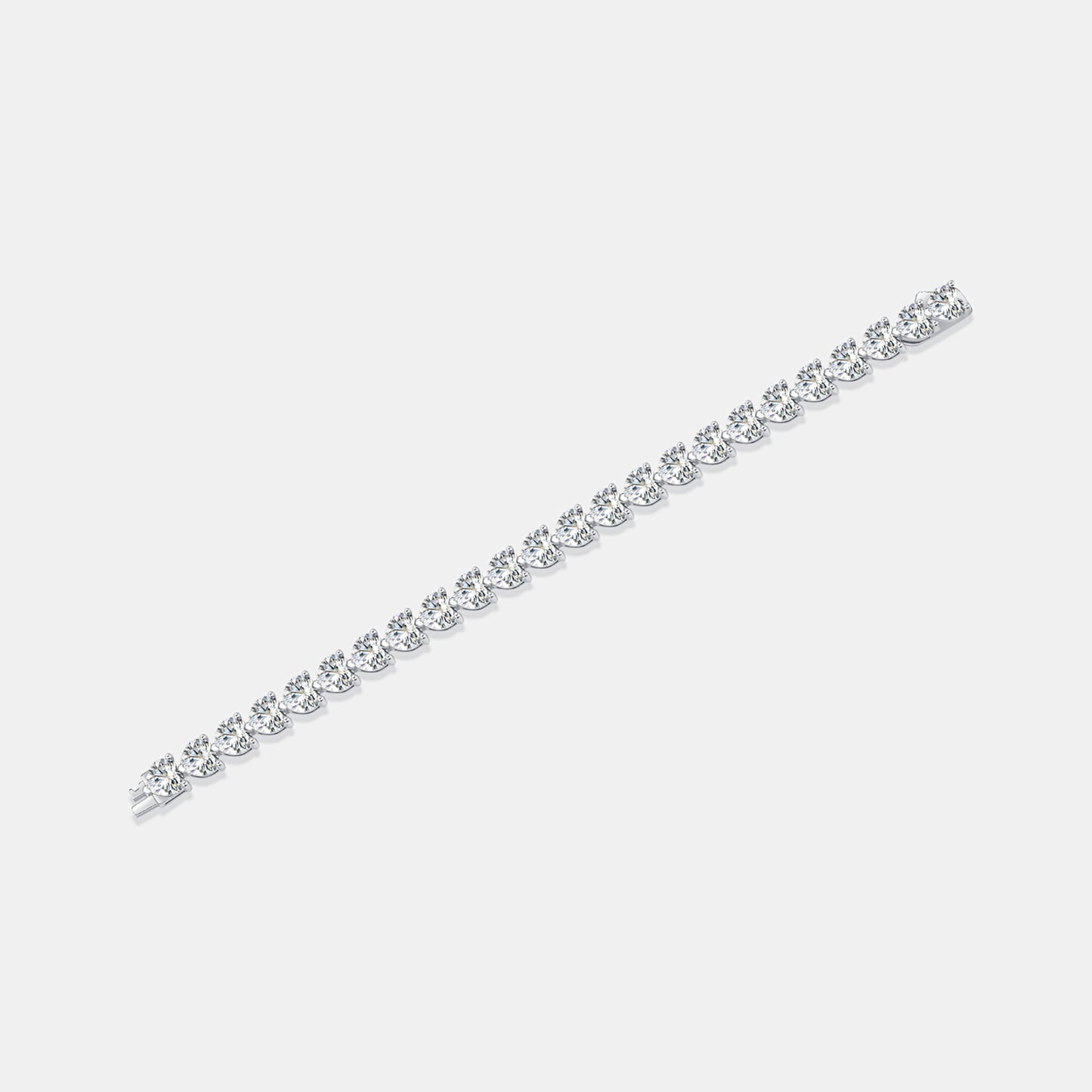 Bracelet cœur en argent sterling 925 avec moissanite 24 carats