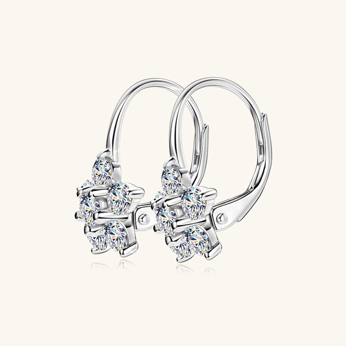 Boucles d'oreilles créoles en argent sterling 925 avec moissanite et fleur de 1,2 carat