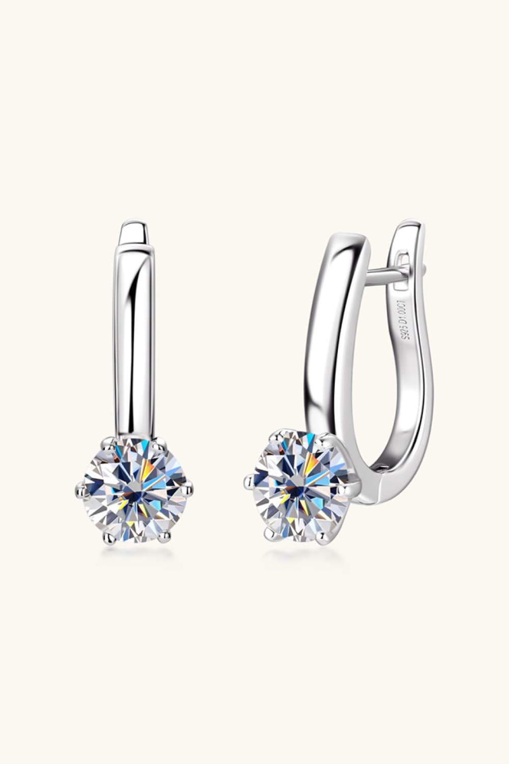 Boucles d'oreilles en argent sterling 925 avec moissanite de 2 carats