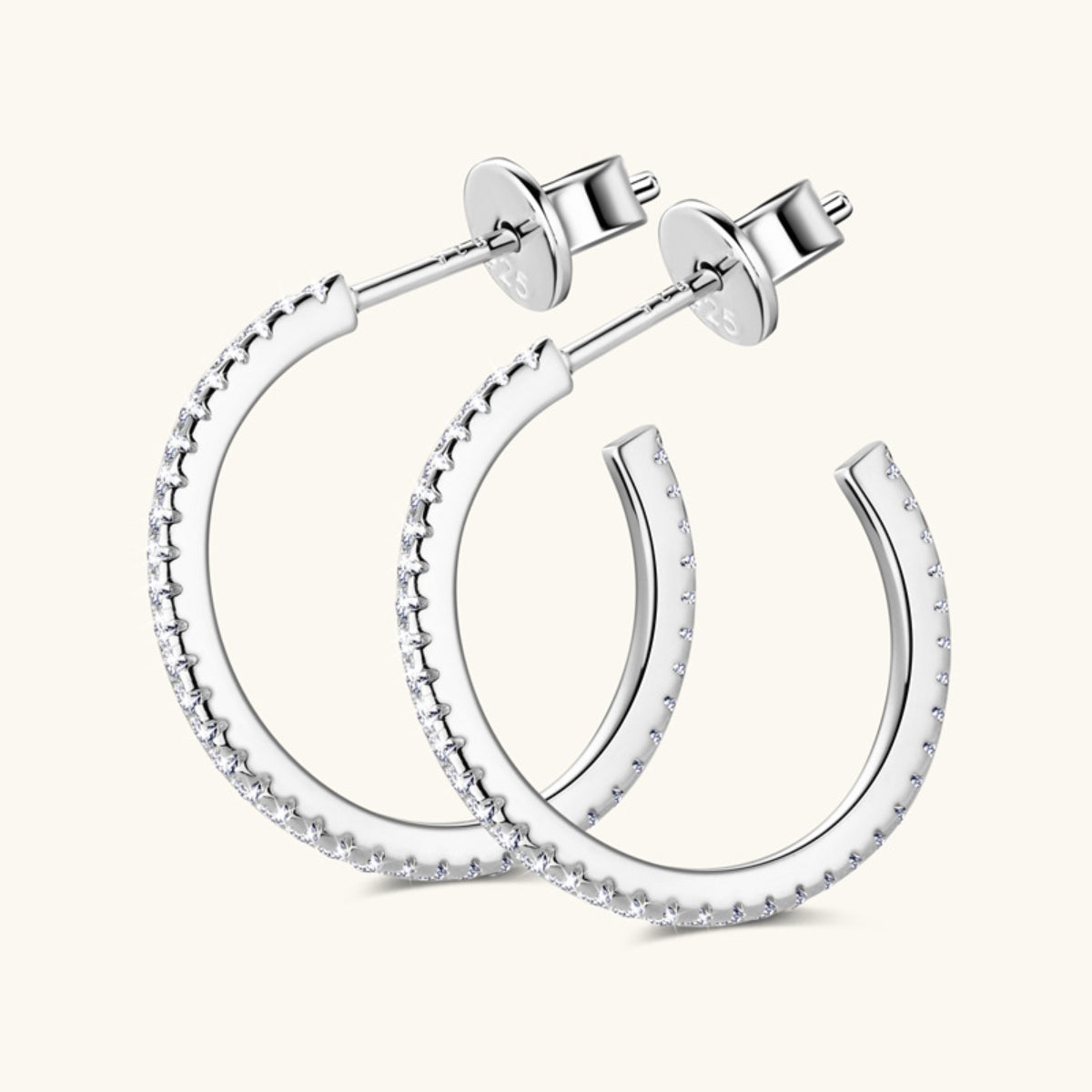 Boucles d'oreilles créoles en argent sterling 925 avec moissanite incrustée