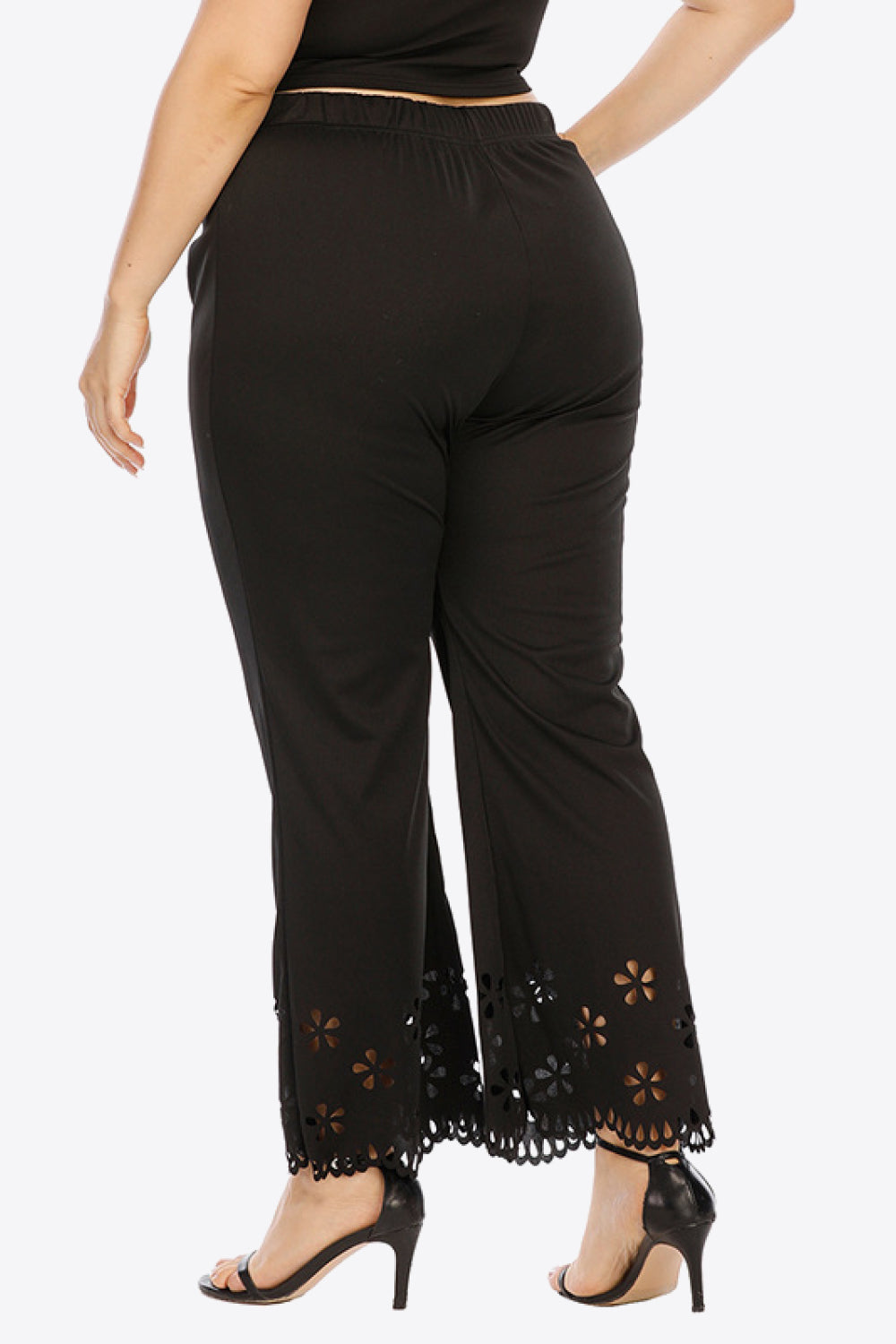 Pantalon taille élastique ajouré grande taille