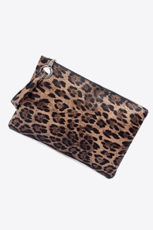 Pochette en cuir PU motif léopard