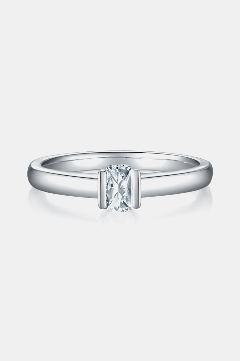 Bague solitaire en argent sterling 925 avec moissanite