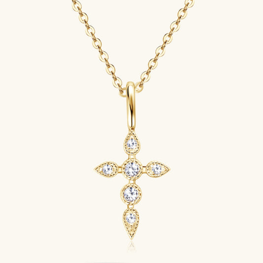 Collier avec pendentif en forme de croix en argent sterling 925 et moissanite