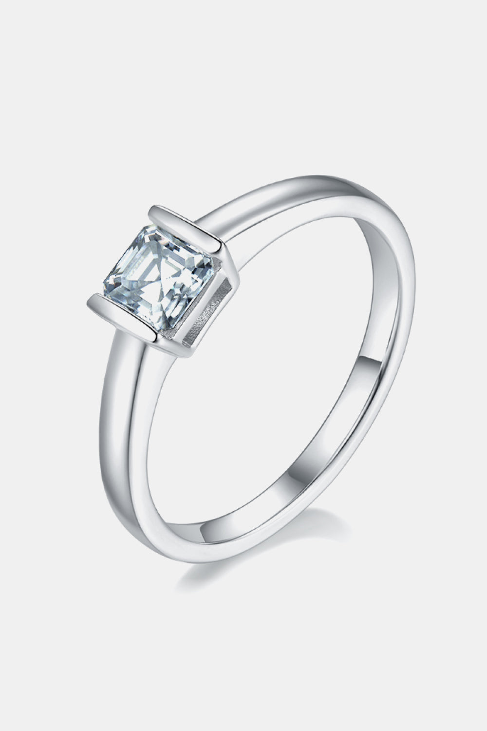 Bague solitaire en argent sterling 925 avec moissanite