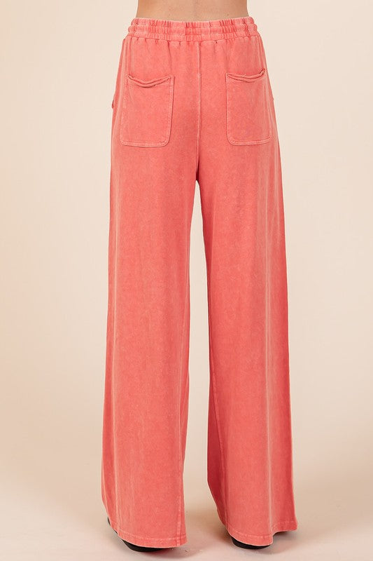 Mittoshop Mineral Wash French Terry Drawstring Wide Leg Pants