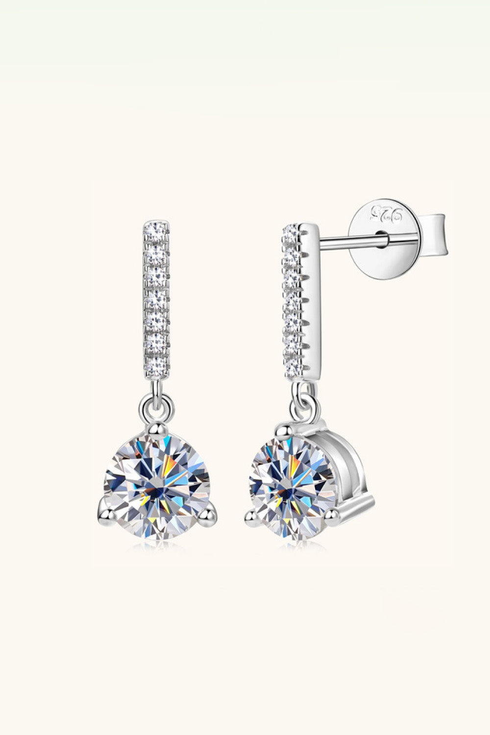 Boucles d'oreilles pendantes en argent sterling 925 avec moissanite de 2 carats